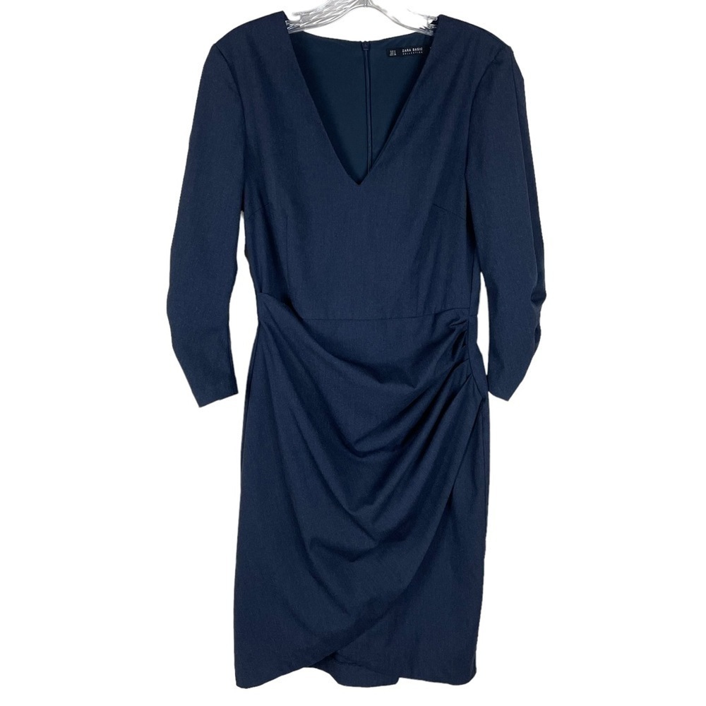 Zara Basic V Neck Ruched Side Dress - Picture 6 of 11